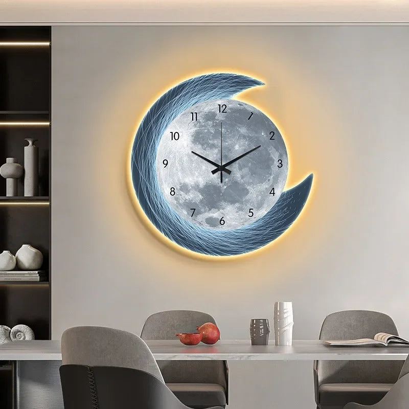LED Moon Wall Clock — Silent Glowing Room Decor | VibeLux