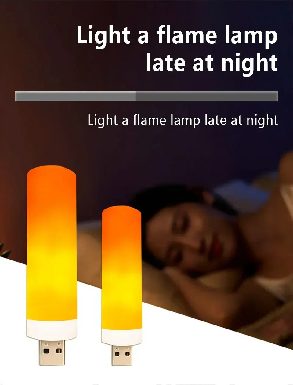 LED Flame Bulb — Realistic Flickering Fire Effect, USB Powered | VibeLux