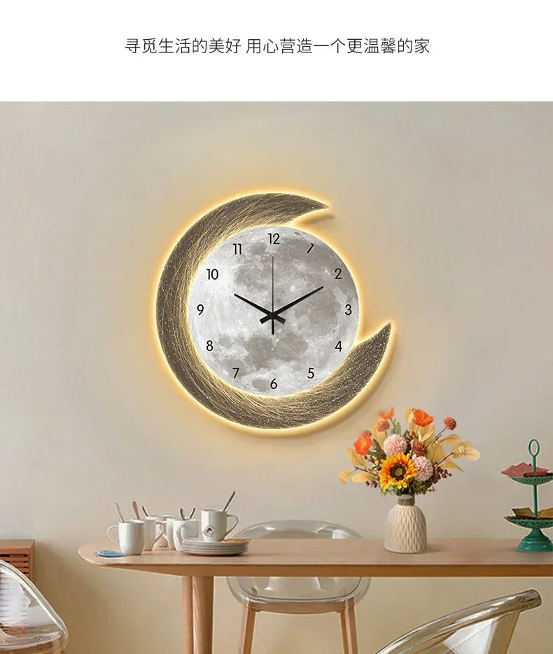 LED Moon Wall Clock — Silent Glowing Room Decor | VibeLux
