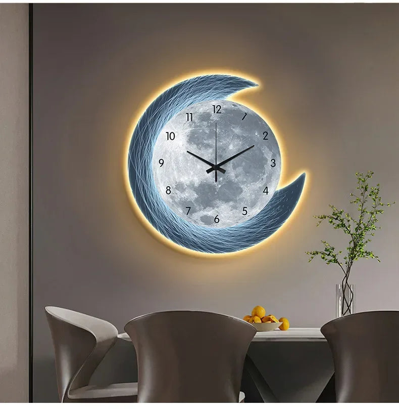 LED Moon Wall Clock — Silent Glowing Room Decor | VibeLux