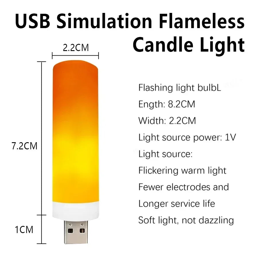 LED Flame Bulb — Realistic Flickering Fire Effect, USB Powered | VibeLux