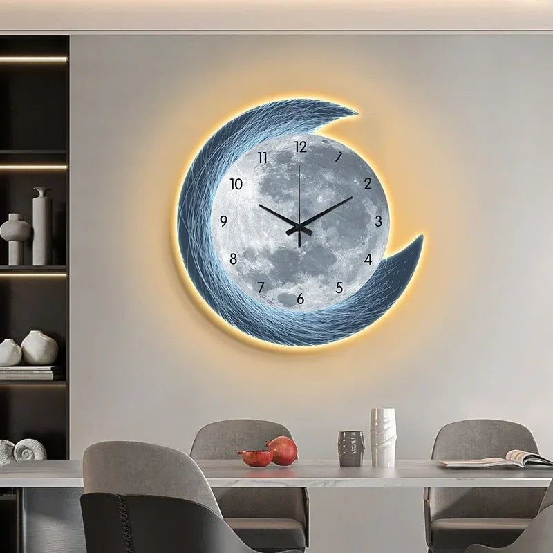 LED Moon Wall Clock — Silent Glowing Room Decor | VibeLux