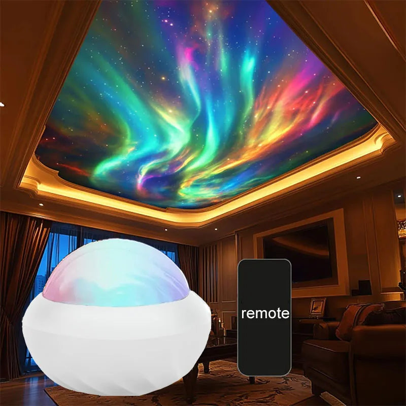 Northern Lights Galaxy Projector – RGB Aurora Night Light with Remote Control
