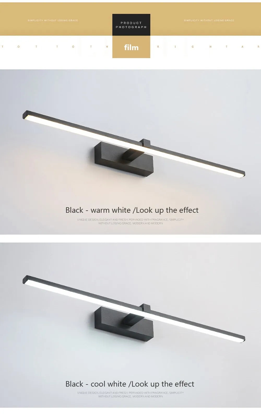 Modern LED Mirror Light – Bathroom Vanity Wall Lamp (Black/White, 40cm & 60cm)