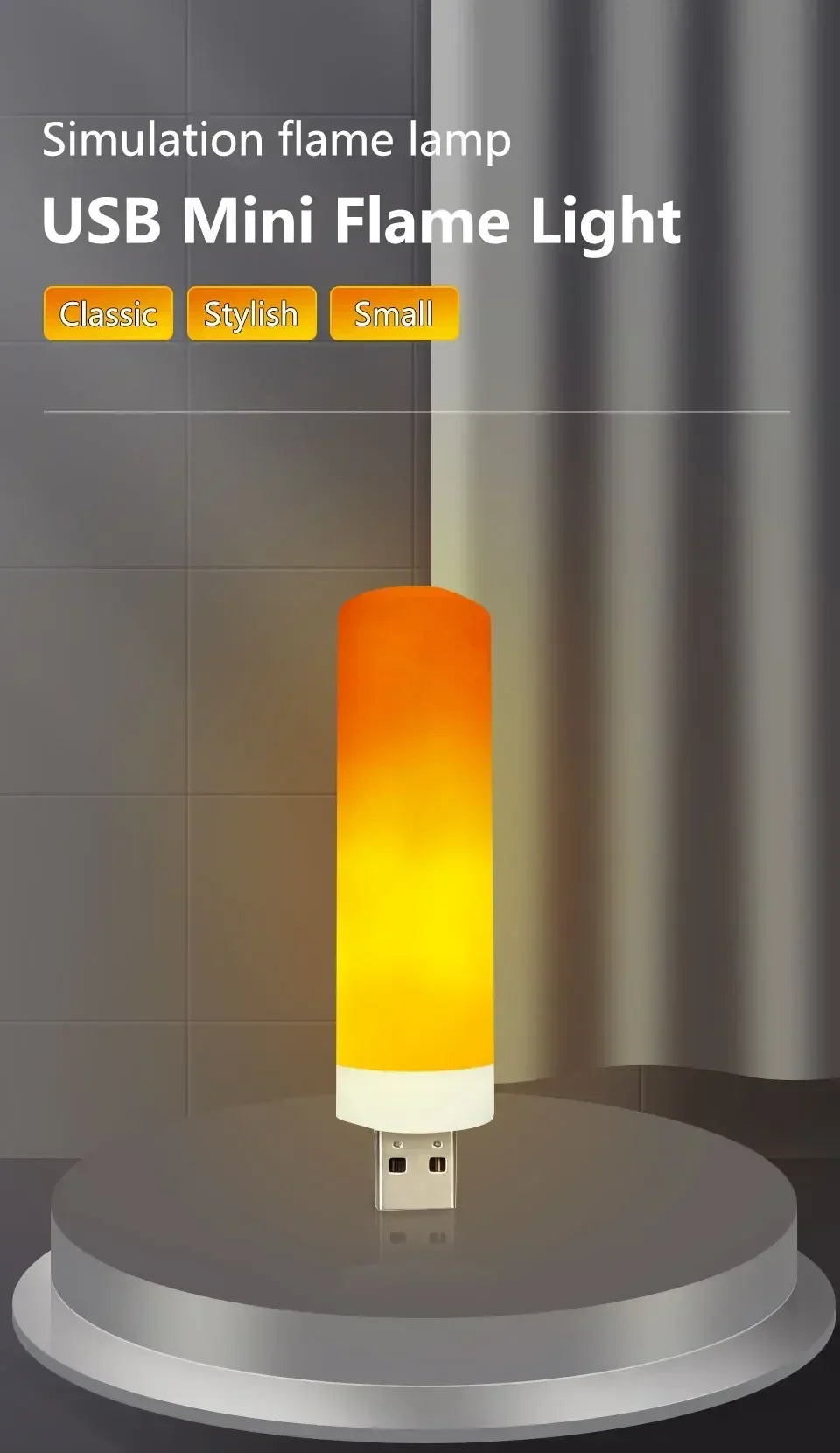 LED Flame Bulb — Realistic Flickering Fire Effect, USB Powered | VibeLux