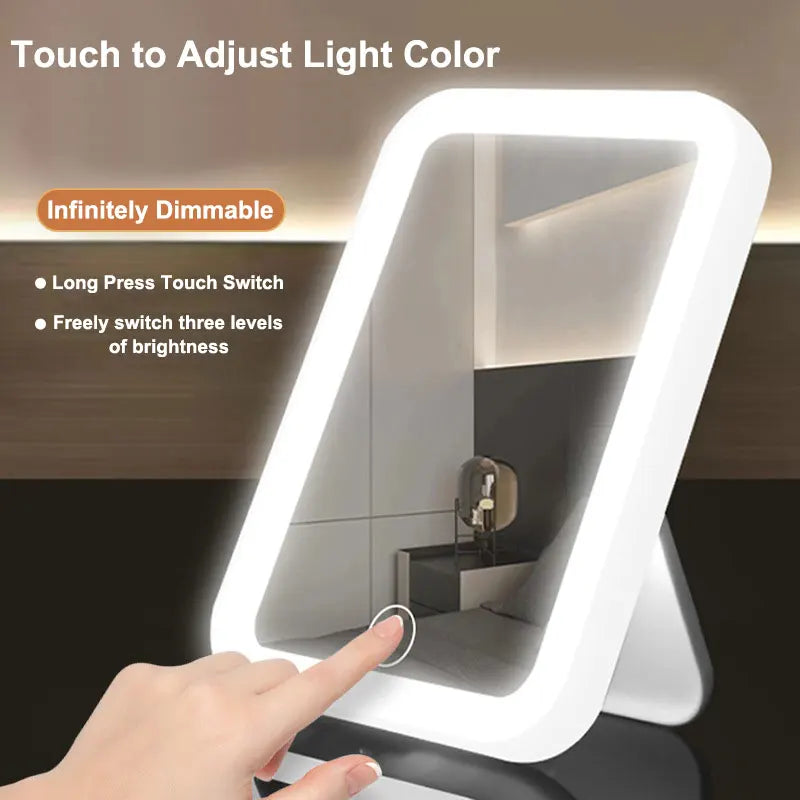 LED Vanity Mirror — 3 Color Modes, Touch Dimming & USB Rechargeable | VibeLux