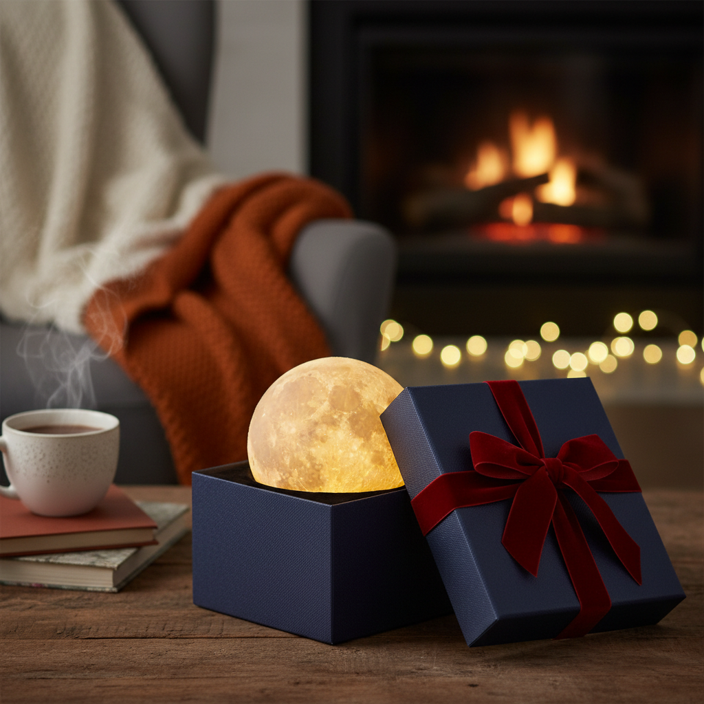 Moon lamp as a gift in a beautiful gift box