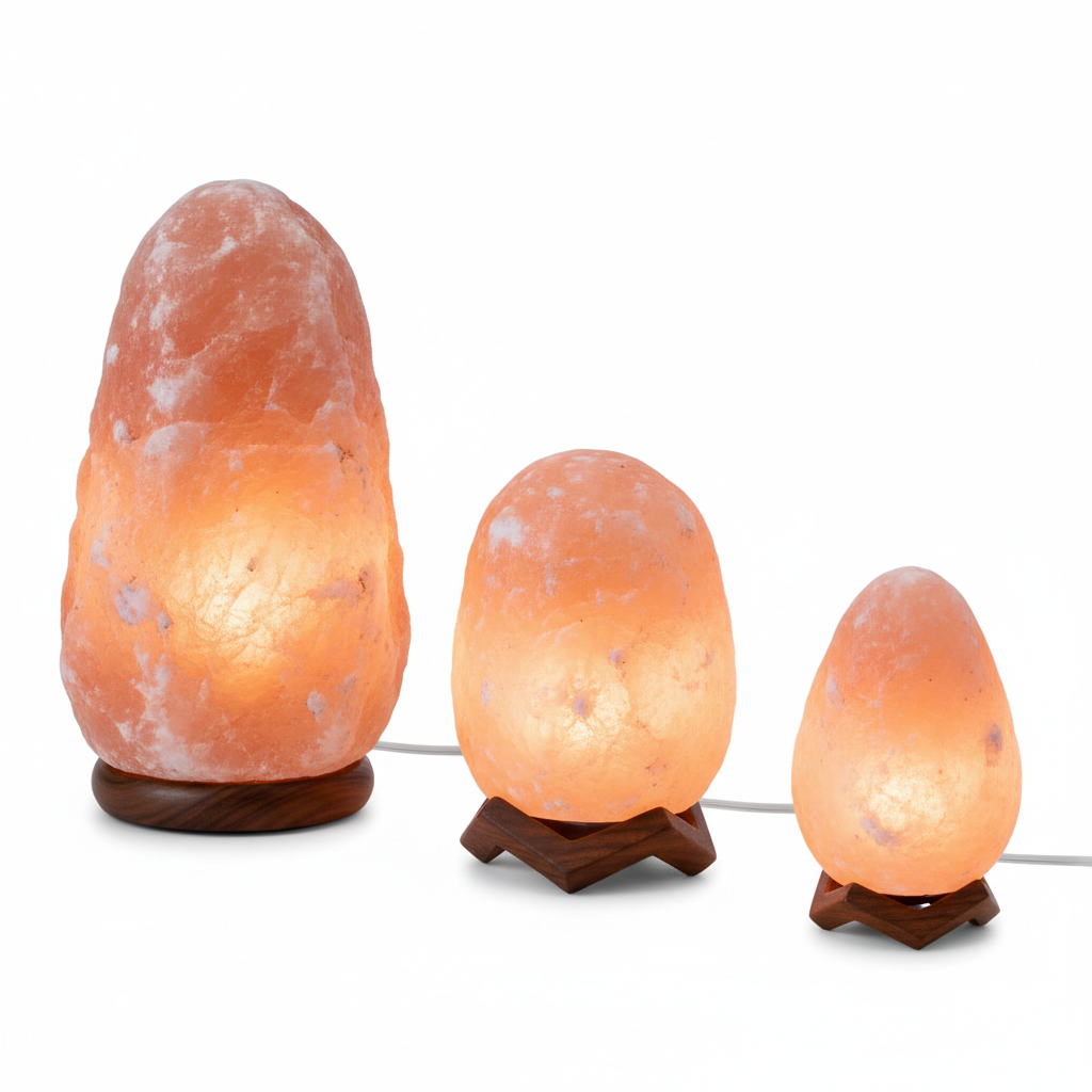 Himalayan salt lamp product shot on white background