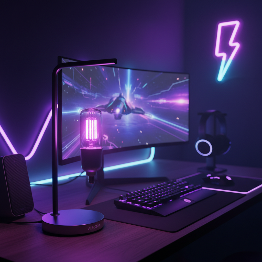 Smart LED Bulb purple RGB gaming setup